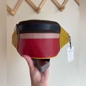 SORUKA | Recycled Leather color block adjustable Fanny belt bag sustainable